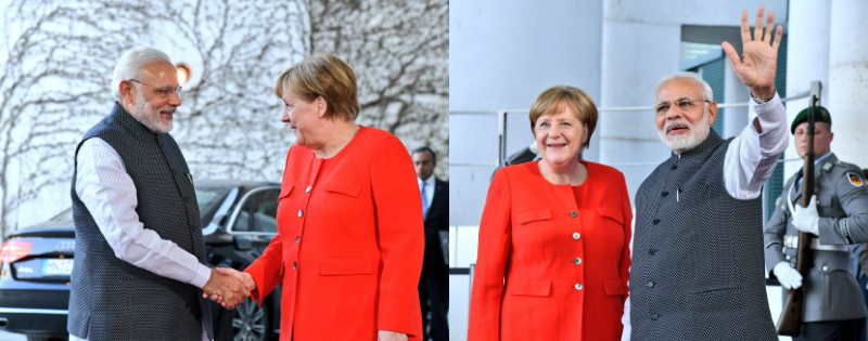 pm narendra modi ne berlin me german chancellor angela merkel se ki mulakaat